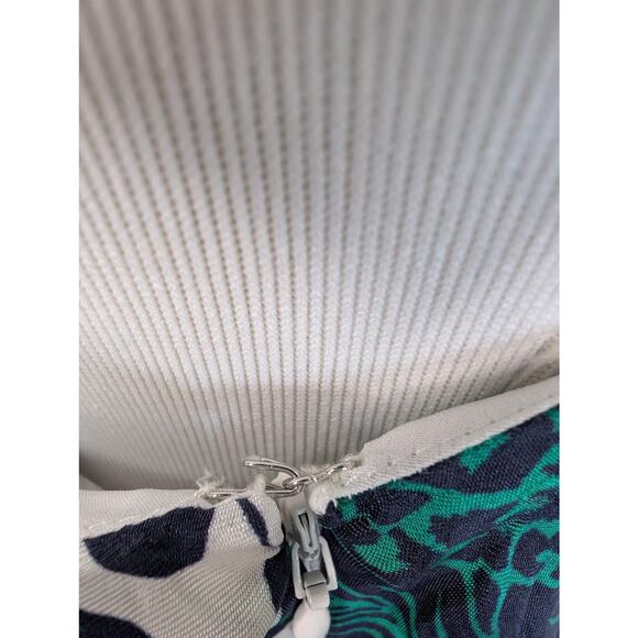 J Crew Collection Dress Womens 6 Green Navy Floral One Shoulder Midi BK996 - Picture 10 of 16